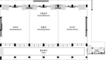 武汉世茂希尔顿酒店大武汉宴会厅场地尺寸图2